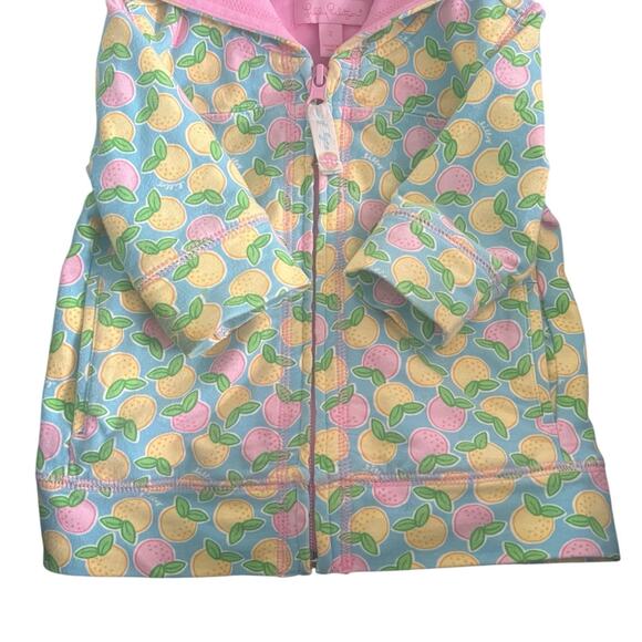 Lilly Pulitzer, Toddler Girls Zip Hoodie Jacket, Citrus Print & Light Blue, 2T - Picture 10 of 15